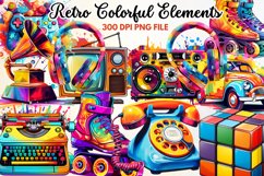 Retro Colorful Elements Collection Bundle - 13 designs Product Image 1