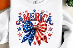Retro Coquette America Png American Flag Bow Png, Product Image 1