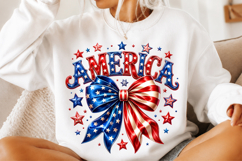 Retro Coquette America Png American Flag Bow Png, Product Image 2