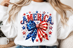 Retro Coquette America Png American Flag Bow Png, Product Image 3