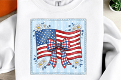 Retro Coquette American Flag PNG, Patriotic Bow Ditsy Floral Product Image 1