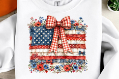 Retro Coquette American Flag PNG, Patriotic Bow Ditsy Floral Product Image 1