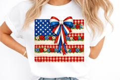 Retro Coquette American Flag PNG, Patriotic Bow Ditsy Floral Product Image 2