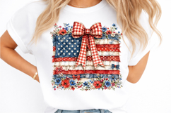 Retro Coquette American Flag PNG, Patriotic Bow Ditsy Floral Product Image 2