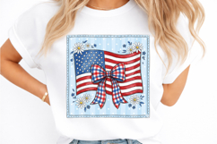Retro Coquette American Flag PNG, Patriotic Bow Ditsy Floral Product Image 2