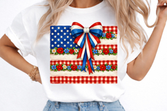 Retro Coquette American Flag PNG, Patriotic Bow Ditsy Floral Product Image 3