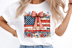 Retro Coquette American Flag PNG, Patriotic Bow Ditsy Floral Product Image 3