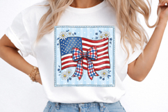 Retro Coquette American Flag PNG, Patriotic Bow Ditsy Floral Product Image 3