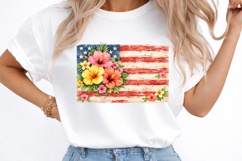 Retro Coquette American Flag PNG, Patriotic Bow Ditsy Floral Product Image 3