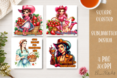 Retro Cowgirl Housewives Coaster Sublimation | Pink Western Product Image 1
