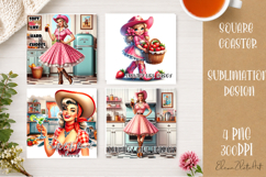 Retro Cowgirl Housewives Coaster Sublimation | Pink Western Product Image 1