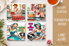 Retro Cowgirl Housewives Coaster Sublimation | Pink Western Product Image 1
