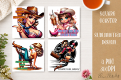 Retro Cowgirl Housewives Coaster Sublimation | Western Product Image 1