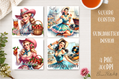 Retro Cowgirl Housewives Coaster Sublimation | Pink Western Product Image 1