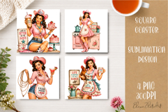 Retro Cowgirl Housewives Coaster Sublimation | Pink Western Product Image 1