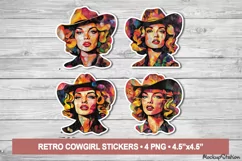 Cowgirl Sticker Sheets | Western Retro Printable PNG Clipart Product Image 1
