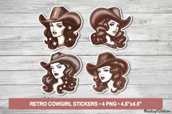 Cowgirl Sticker Sheets | Western Retro Printable PNG Clipart Product Image 1