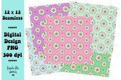 Retro Daisy Seamless Pattern Digital Paper Download Product Image 1