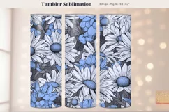 Retro Daisy Tumbler Wrap | Blue Flower Tumbler Sublimation
