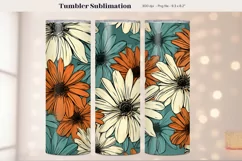 Retro Daisy Tumbler Wrap  Boho Flower Tumbler Sublimation 