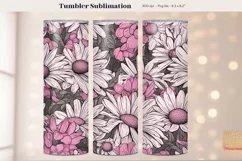 Retro Daisy Tumbler Wrap  Pink Flower Tumbler Sublimation