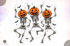 Retro Dancing Skeleton PNG, Halloween Pumpkin Head Png Product Image 1
