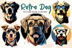 Retro Dog Watercolor Sublimation Clipart Product Image 1