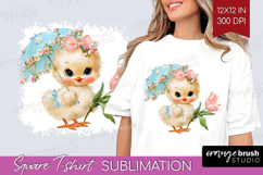 Retro Easter Square Tshirt Background - Cute Animal PNG Product Image 1