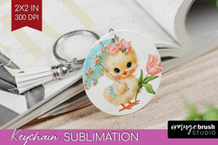 Retro Easter Keychain PNG - Cute Animal Keychain Sublimation Product Image 1