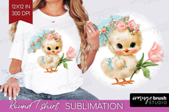 Retro Easter Round Tshirt Background - Cute Animal PNG Product Image 1