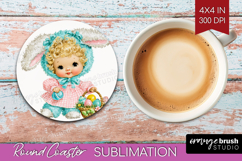 Retro Easter Round Coaster - Cute Animal Coaster PNG Product Image 1