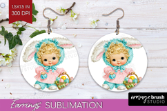 Retro Easter Round Earrings - Cute Animal PNG Sublimation Product Image 1