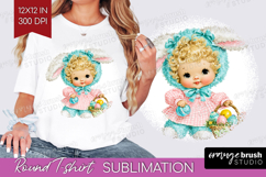 Retro Easter Round Tshirt Background - Cute Animal PNG Product Image 1