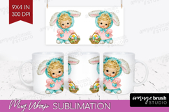 Retro Easter Mug Wrap - Cute Animal Mug PNG Sublimation Product Image 1