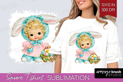 Retro Easter Square Tshirt Background - Cute Animal PNG Product Image 1