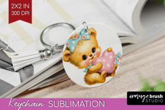 Retro Easter Keychain PNG - Cute Animal Keychain Sublimation Product Image 1
