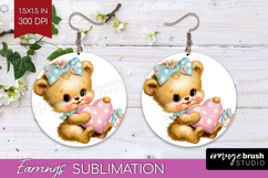 Retro Easter Round Earrings - Cute Animal PNG Sublimation Product Image 1