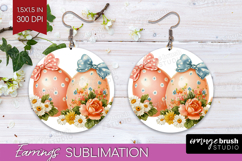 Retro Easter Round Earrings - Cute Animal PNG Sublimation Product Image 1