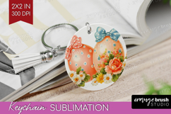 Retro Easter Keychain PNG - Cute Animal Keychain Sublimation Product Image 1