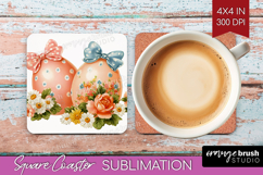 Retro Easter Square Coaster - Cute Animal Coaster PNG Product Image 1