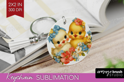 Retro Easter Keychain PNG - Cute Animal Keychain Sublimation Product Image 1