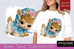 Retro Easter Square Tshirt Background - Cute Animal PNG Product Image 1