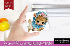 Retro Easter Magnet Sublimation - Cute Animal Square Magnet Product Image 1