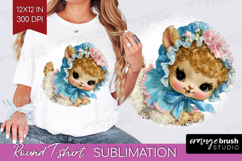 Retro Easter Round Tshirt Background - Cute Animal PNG Product Image 1