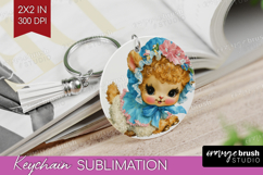 Retro Easter Keychain PNG - Cute Animal Keychain Sublimation Product Image 1