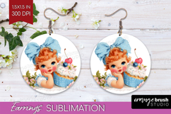 Retro Easter Round Earrings - Cute Animal PNG Sublimation Product Image 1
