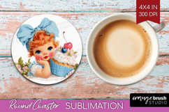 Retro Easter Round Coaster - Cute Animal Coaster PNG Product Image 1