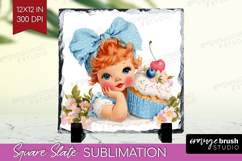 Retro Easter Slate PNG - Cute Animal Square Slate Product Image 1