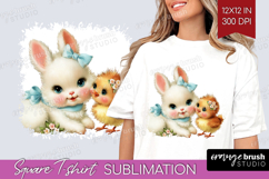 Retro Easter Square Tshirt Background - Cute Animal PNG Product Image 1