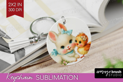 Retro Easter Keychain PNG - Cute Animal Keychain Sublimation Product Image 1